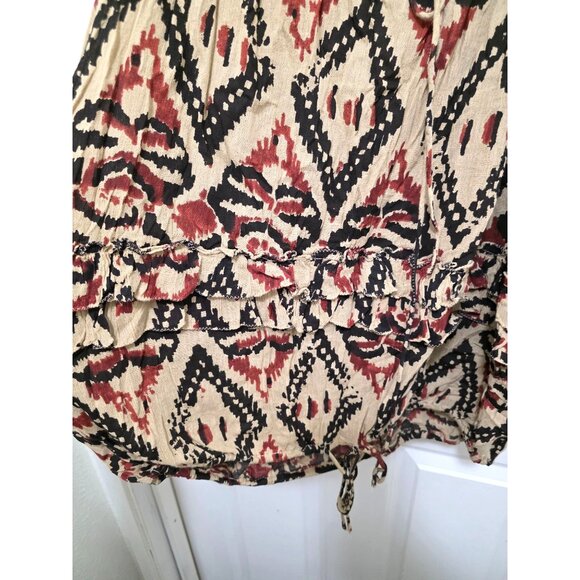 RALPH LAUREN DENIM & SUPPLY WOMEN L OVERSIZE PEASANT BLOUSE IKAT PRINT RUFFLE SL - Picture 5 of 9
